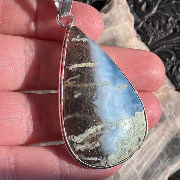 Mossy Blue Opal Crystal Stone Jewelry Pendant - Picture 3 of 8